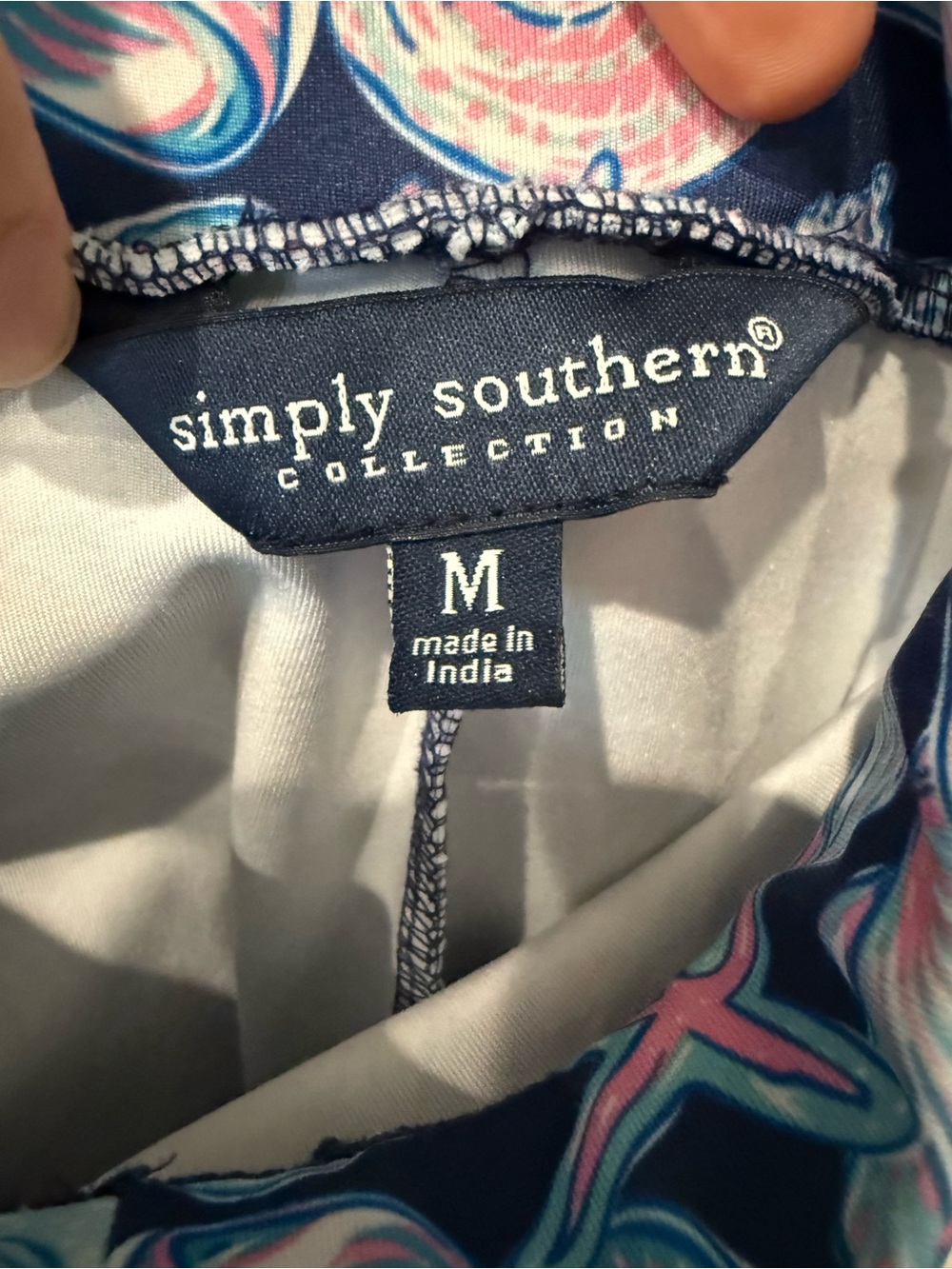 Simply Southern Navy Seashell Print Skort with Pastel Accents, medium. - Picture 4 of 5